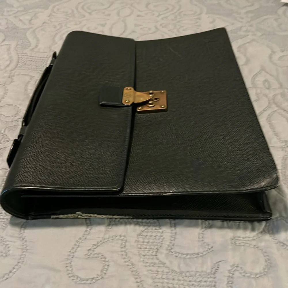 Louis Vuitton Large Black Taiga Leather Briefcase